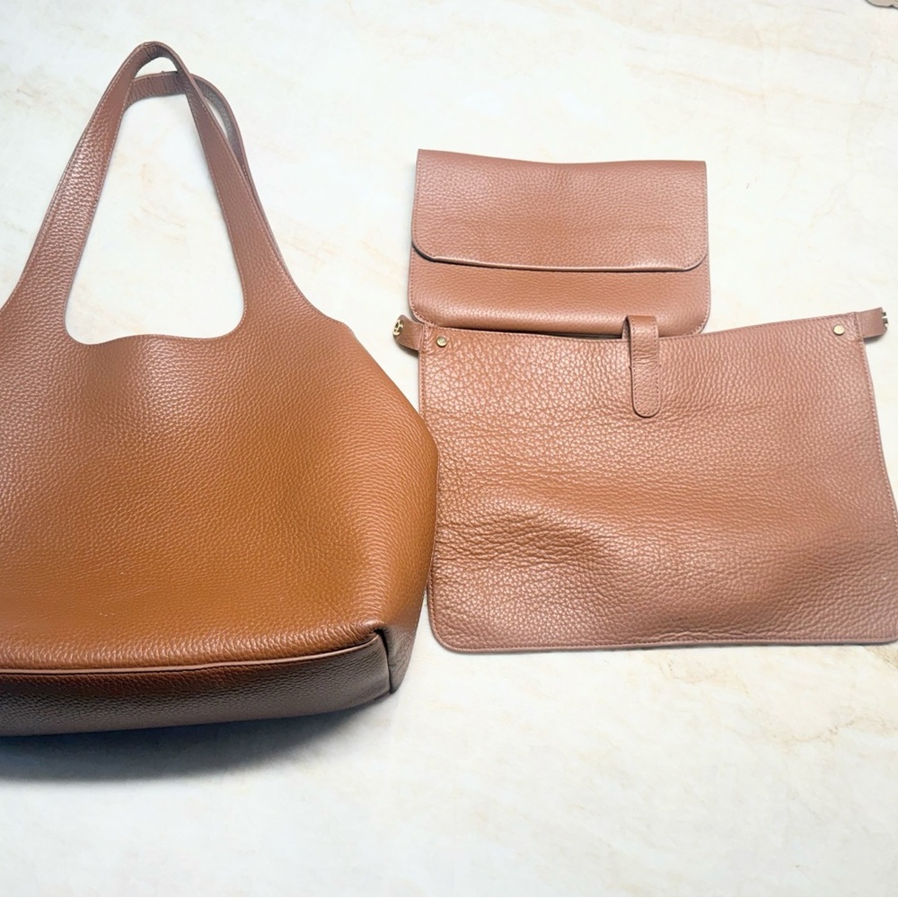 Cuyana 16 inch system tote Elegant Tan Leather Tote Bag Set